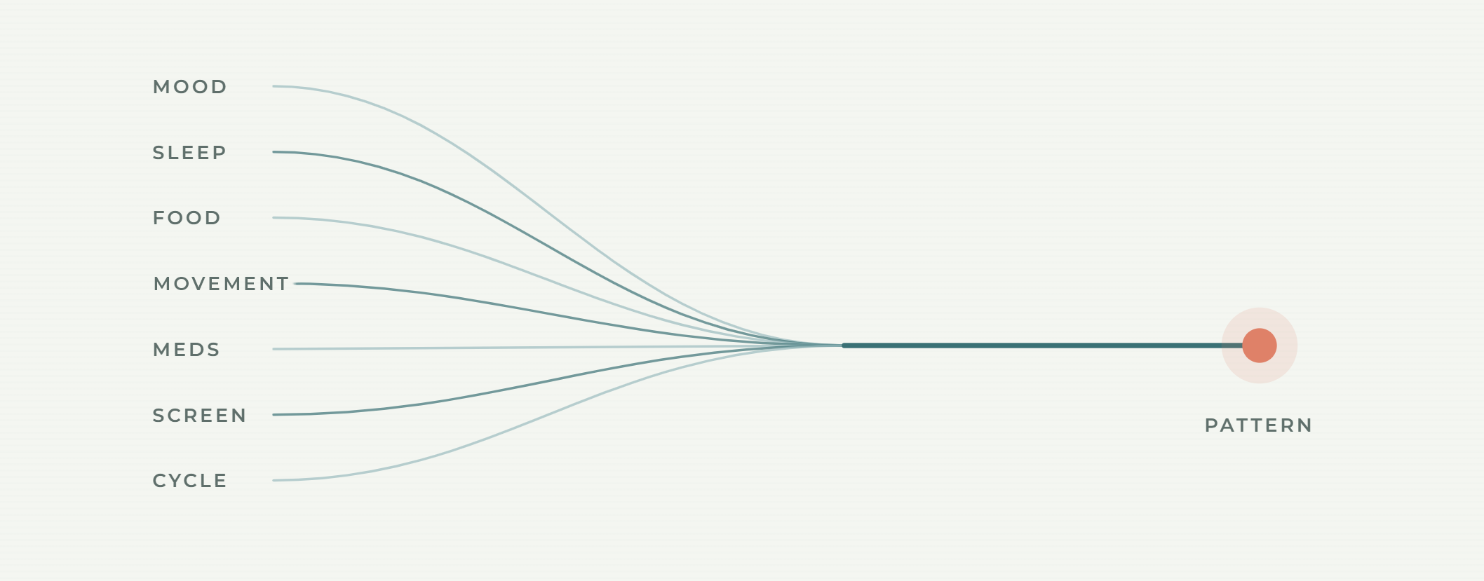 Illustration showing many health signals converging into one picture